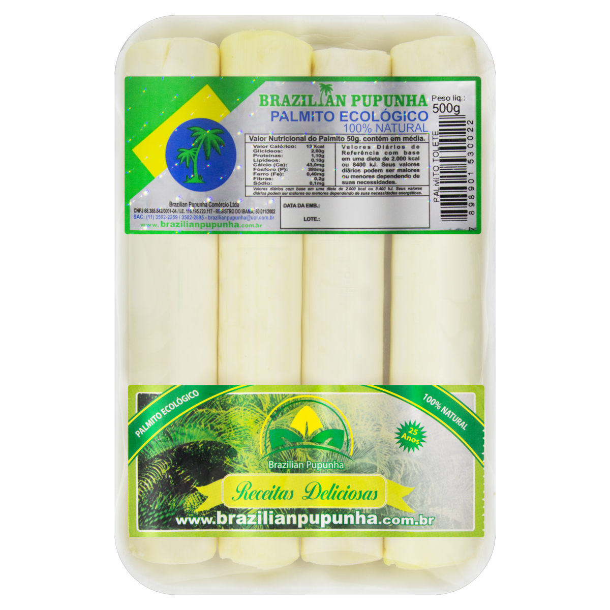 Palmito Tolete Ecológico Brazilian Pupunha 500g Pão de Açúcar