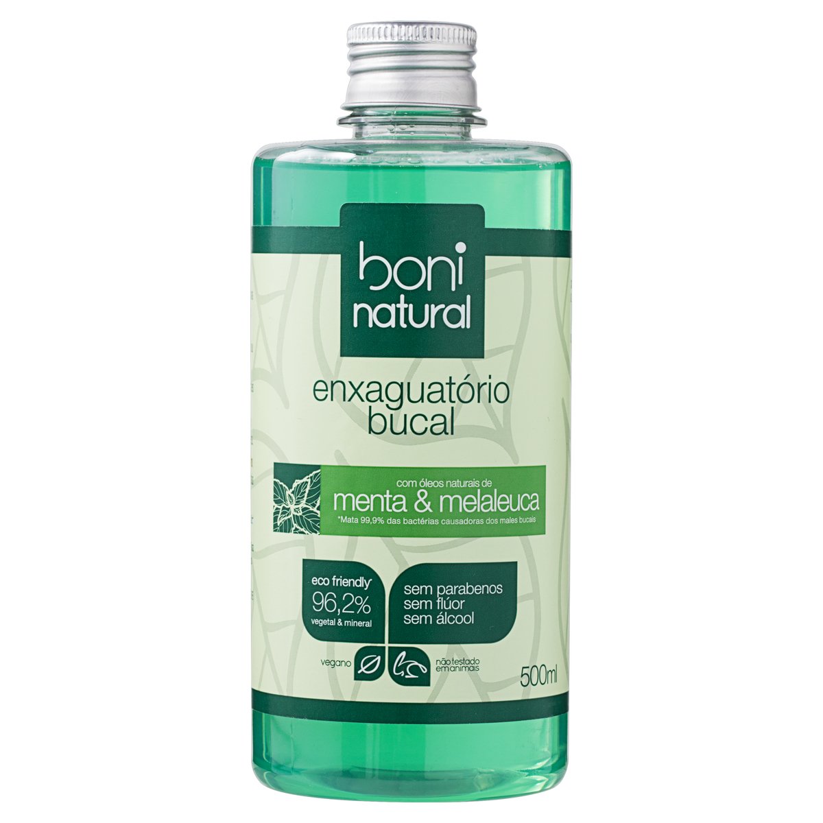 Enxaguante Bucal Sem Álcool BONI NATURAL Menta Melaleuca Frasco 500ml