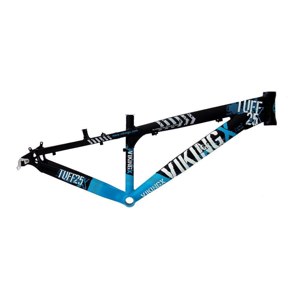 Quadro Alumínio Dirt Jump Aro 26 Preto e Azul VikingX TUFF25 Pão de