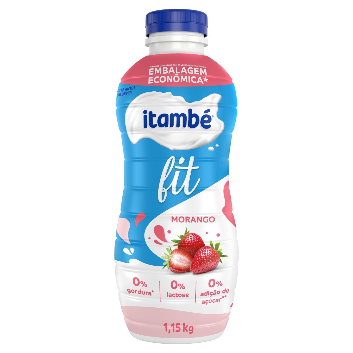 Iogurte Desnatado Morango Zero Lactose Itamb Fit Garrafa Kg