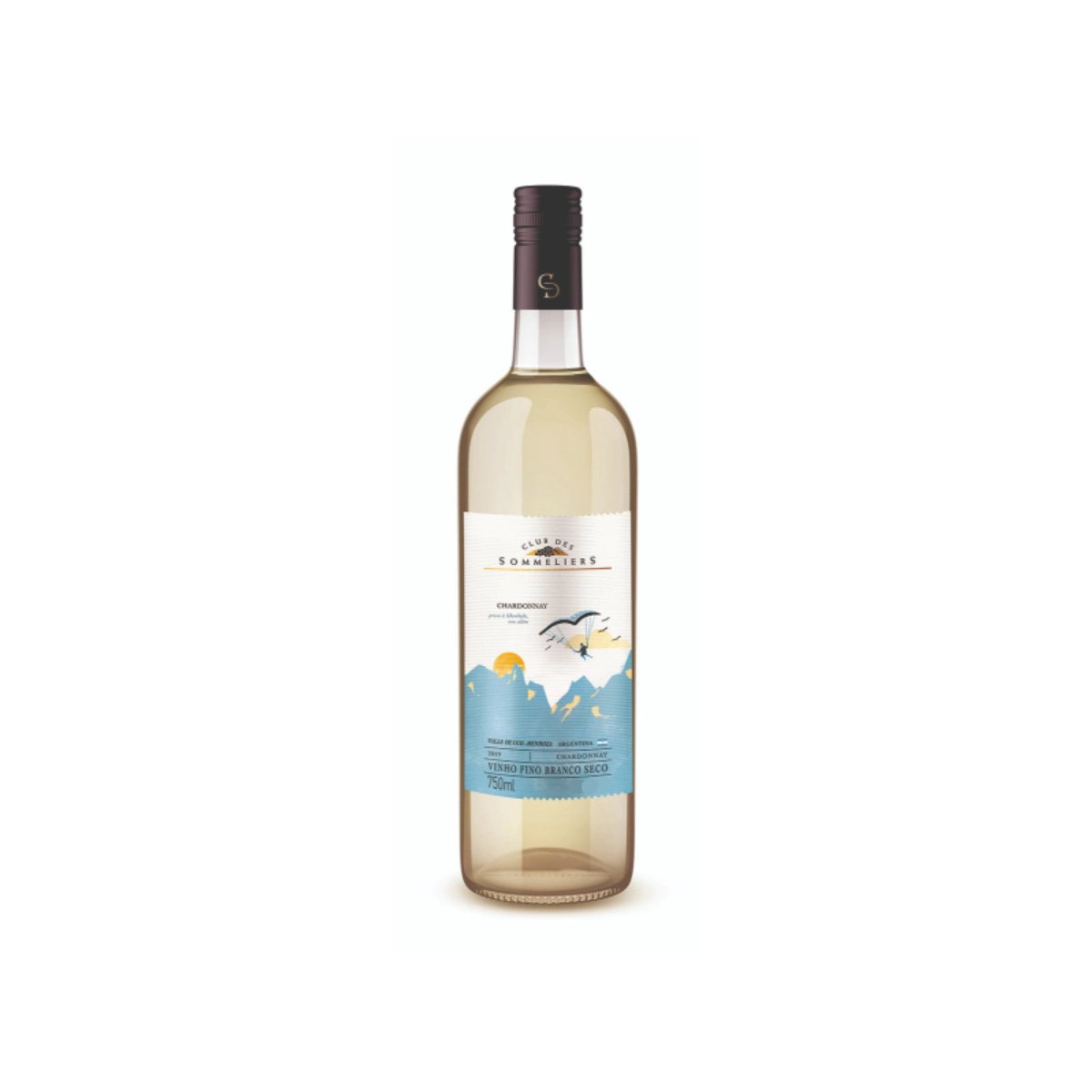 Vinho Argentino Branco Seco  Club Des Sommeliers Chardonnay Valle de Uco Mendoza Garrafa 750ml