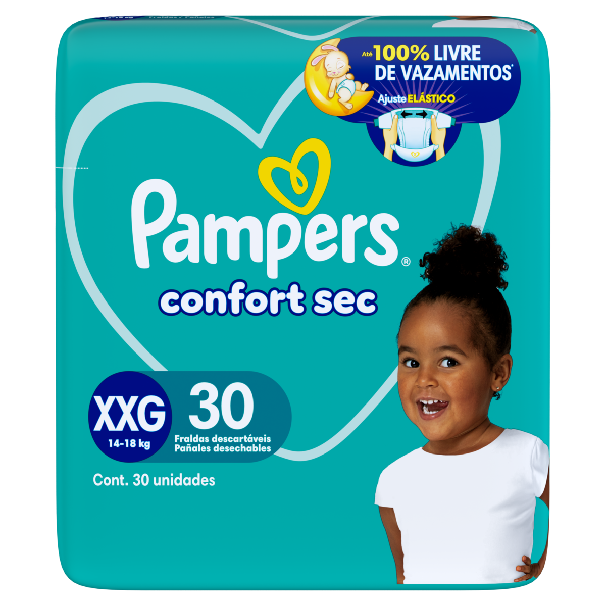 Fralda Descartável Infantil Pampers Confort Sec XXG Pacote 30 Unidades