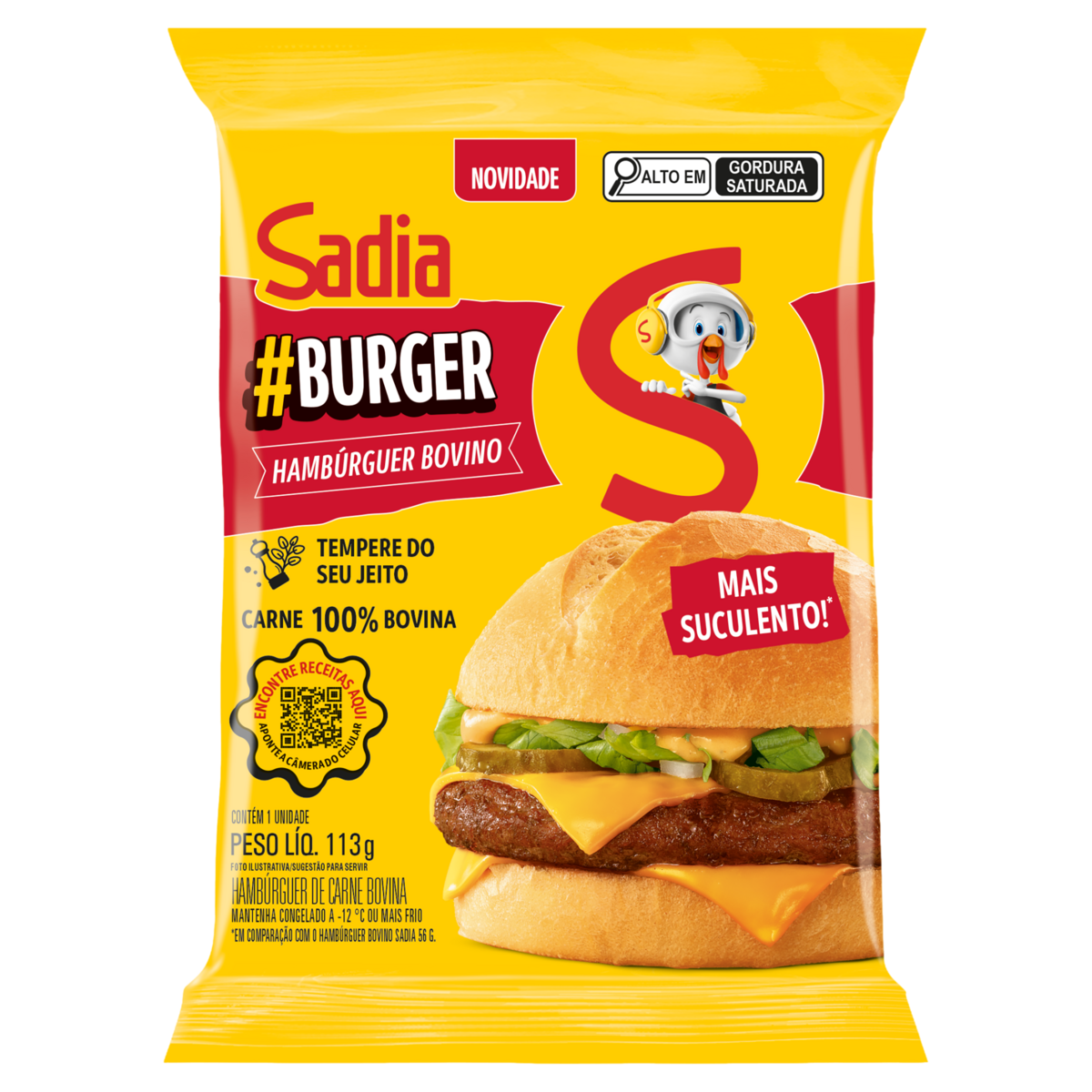 Hambúrguer de Carne Bovina Sadia #Burguer Pacote 113g