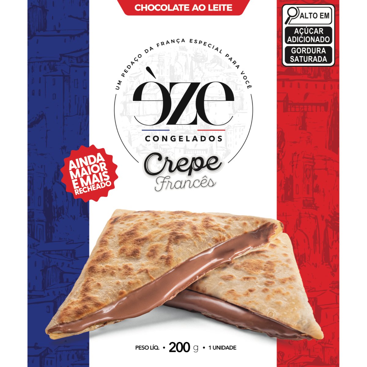 Crepe Congelado Francês Recheio Chocolate ao Leite Èze Crêperie Caixa 200g
