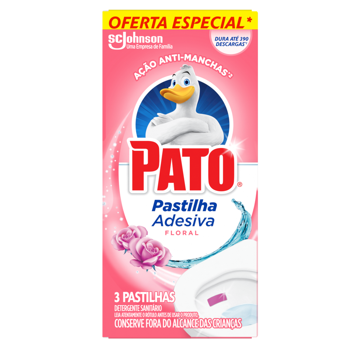 Desodorizador Sanitário Pato Pastilha Adesiva Floral 3UN 20% Desconto