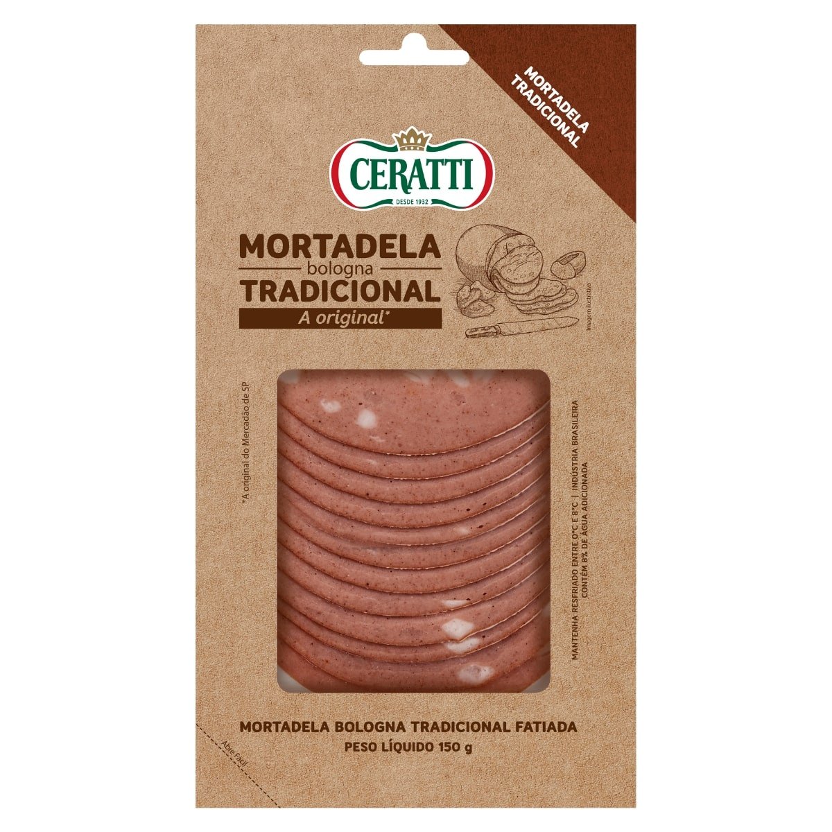 Mortadela Bologna Fatiada CERATTI Pacote 150g Pão de Açúcar