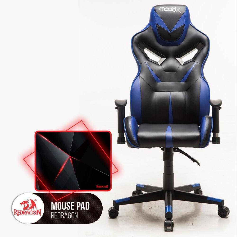 Kit Gamer Cadeira MoobX Fire Azul com Mousepad Redragon Capricorn PO12 ...