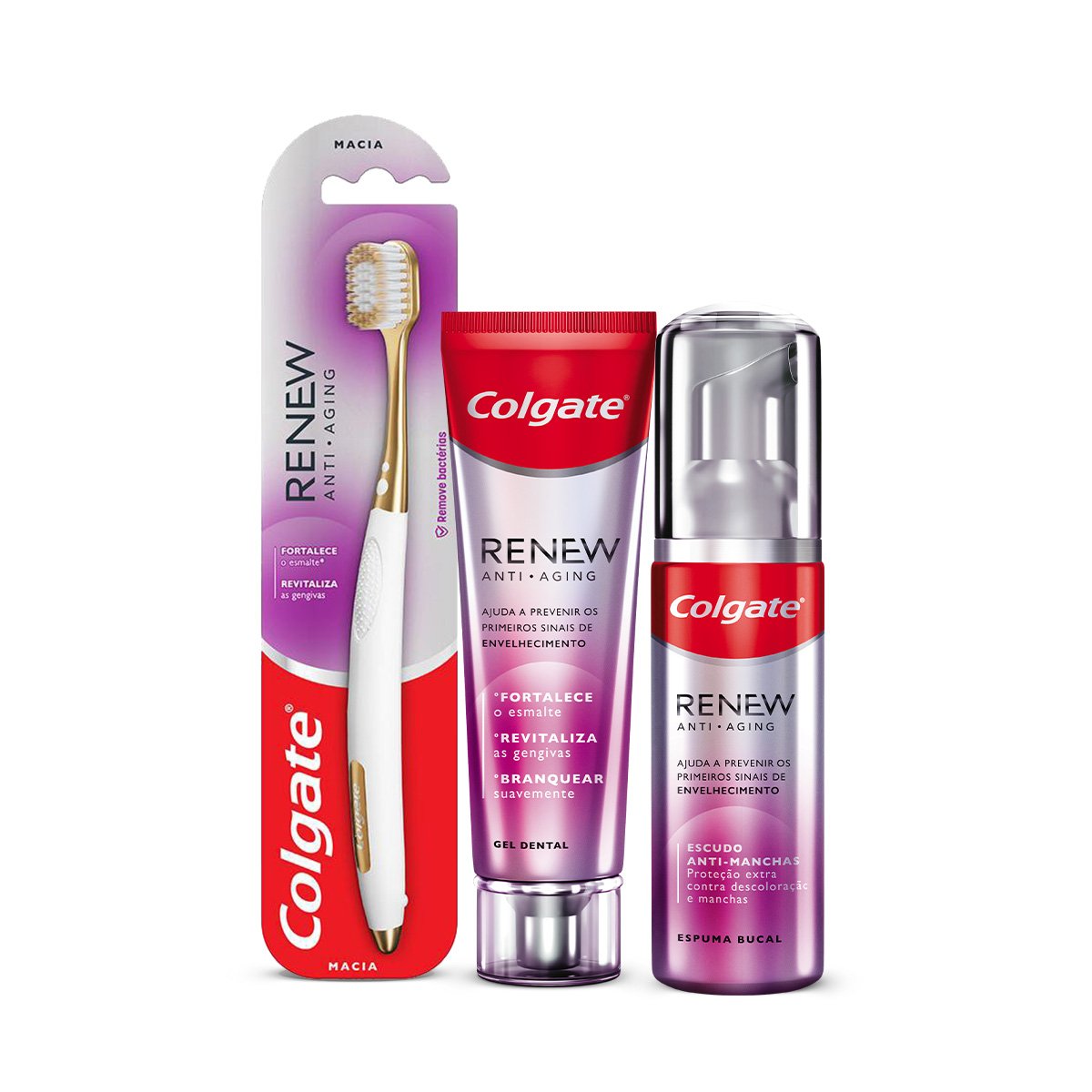 Gel Dental COLGATE Renew AntiAging 90g + Escova Dental COLGATE Renewal