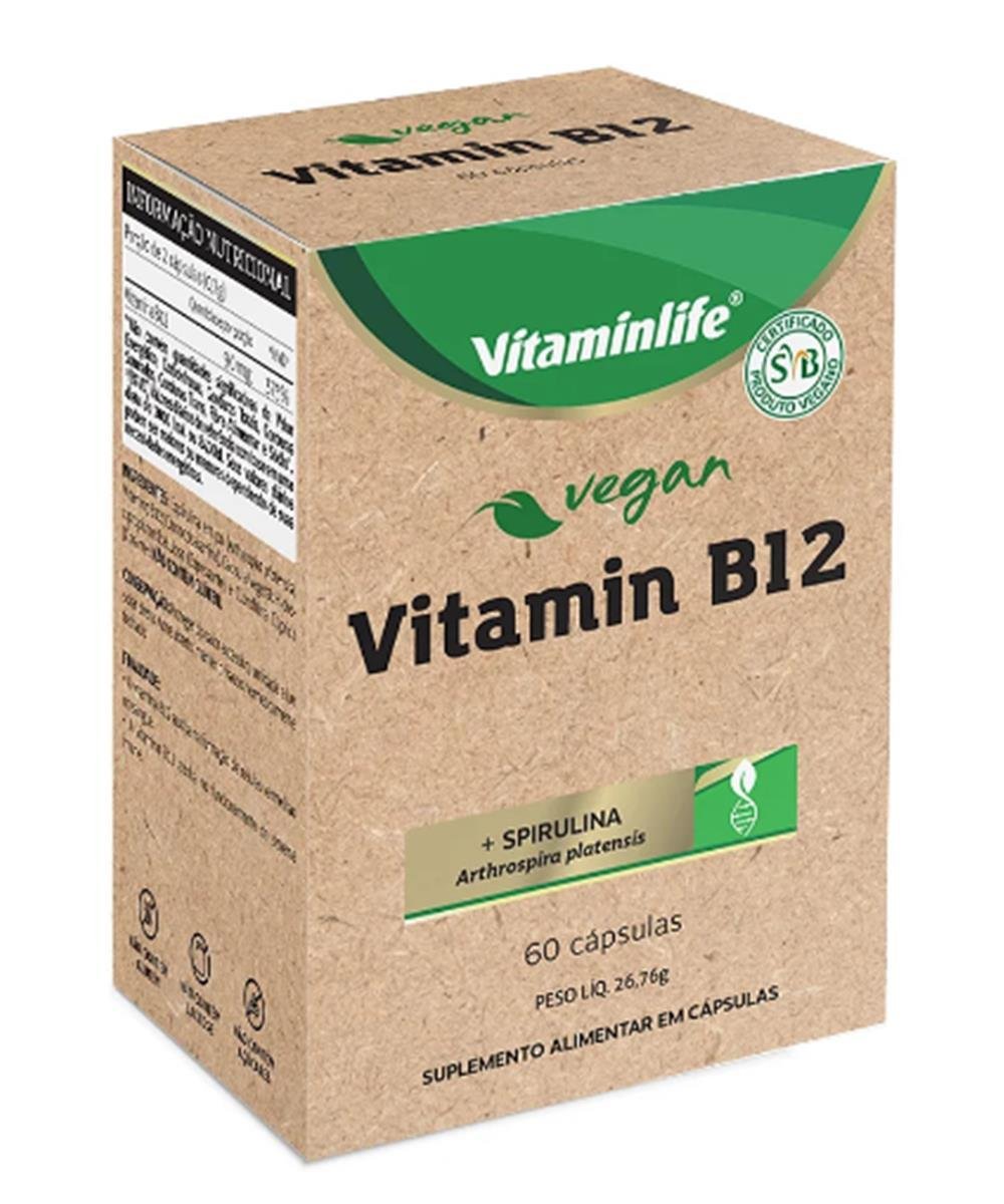 Vitamina B12 + Espirulina VitaminLife Vegan 60 Cápsulas Pão de Açúcar