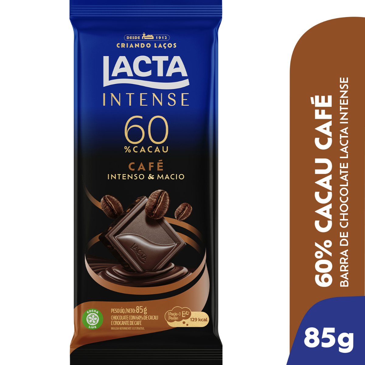 Chocolate Lacta Intense 60% Cacau Café 85g | Pão de Açúcar