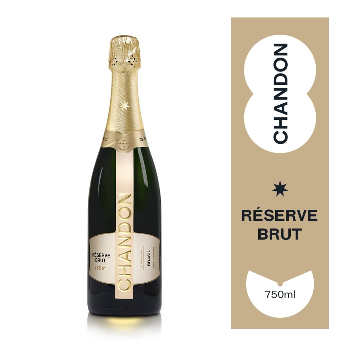 Espumante Brasileiro Branco Brut Reserve Chandon Chardonnay Pinot Noir Riesling Itálico Serra Gaúcha Garrafa 750ml