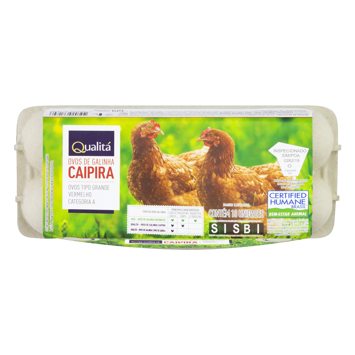 Ovos Caipira Grande Qualitá Bandeja 10 Unidades