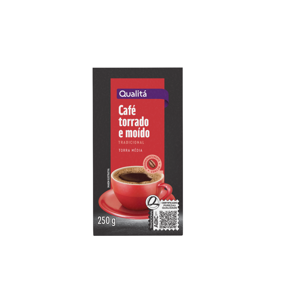 Café Torrado e Moído a Vácuo Tradicional Qualitá Pacote 250g