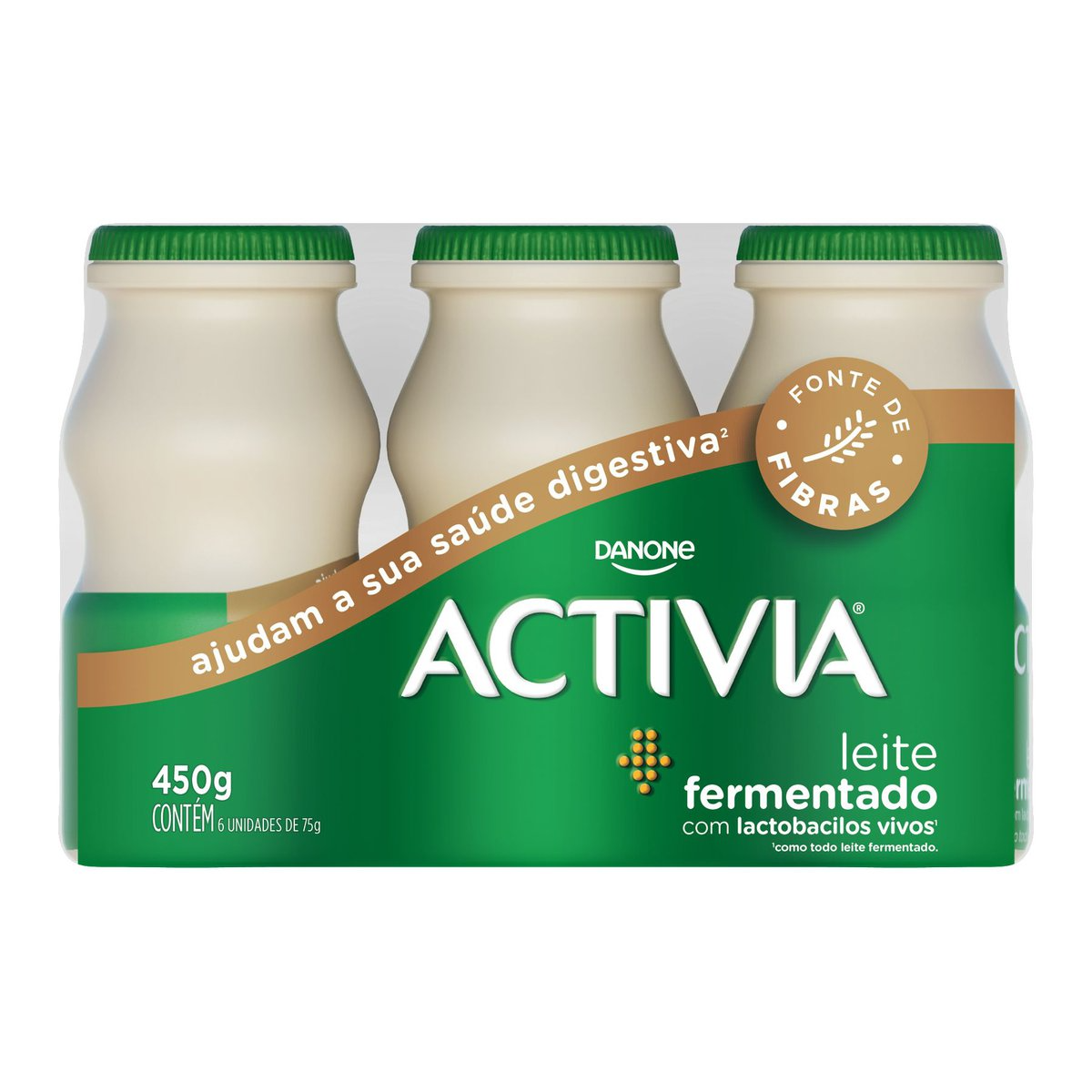 Pack Leite Fermentado Desnatado Baunilha Activia Frasco 450g 6 Unidades