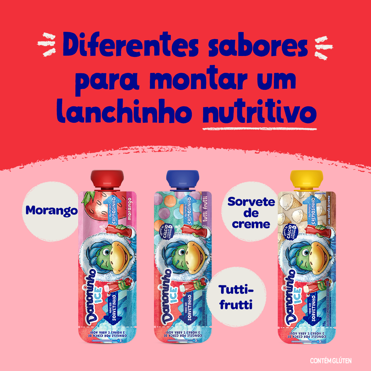 Queijo Petit Suisse Morango Danoninho Ice Squeeze 70g - Supernosso