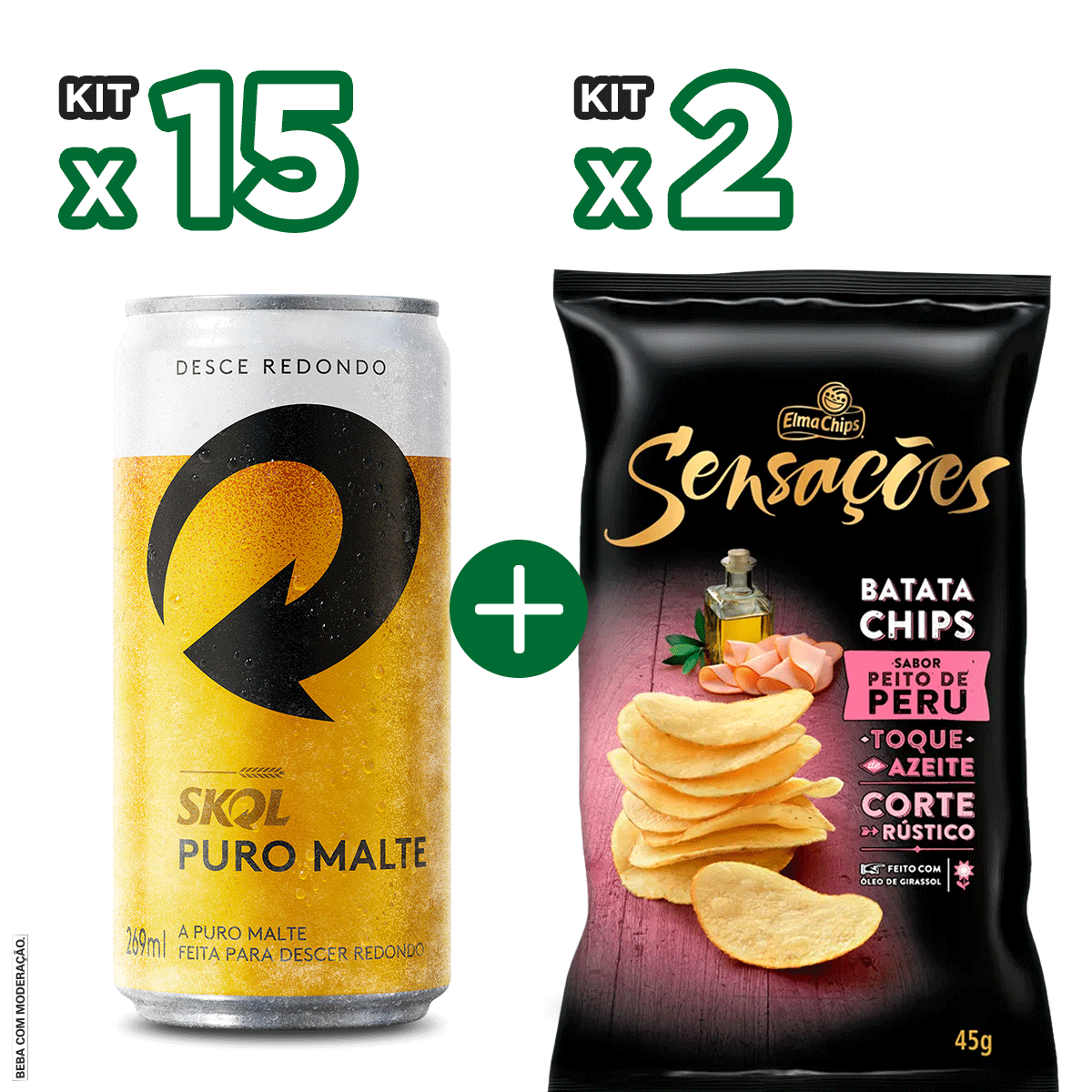 Kit 15 Cerveja Skol Puro Malte Lata 269ml 2 Batata Frita Sensacoes Sabor Peito De Peru Elma Chips 45g Pao De Acucar