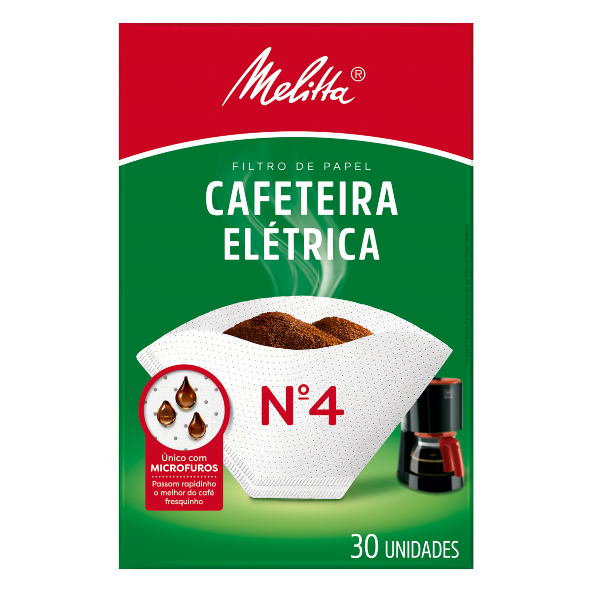 Filtro de Papel para Cafeteira Elétrica Melitta nº 4 Caixa 30 Unidades