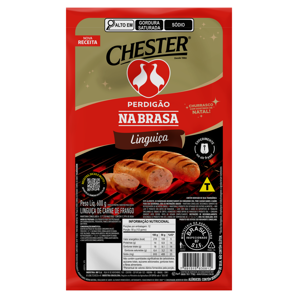 Linguiça de Frango Perdigão Chester na Brasa 600g