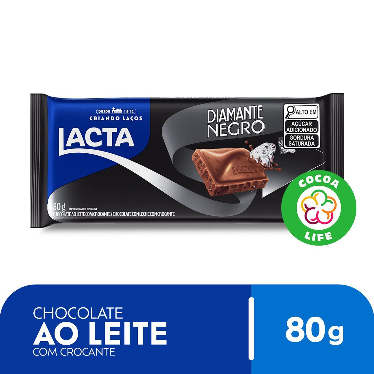 Chocolate ao Leite Lacta Diamante Negro Pacote 34g