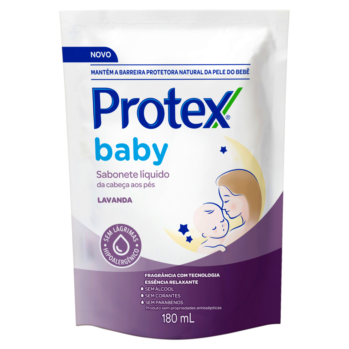 Sabonete Líquido da Cabeça aos Pés Lavanda Protex Baby Sachê 180ml Refil