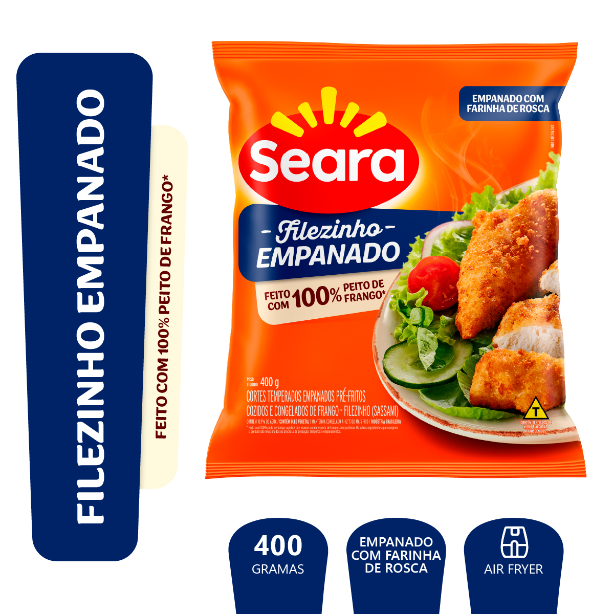 Empanado de Frango Filezinho de Peito Seara Pacote 400g