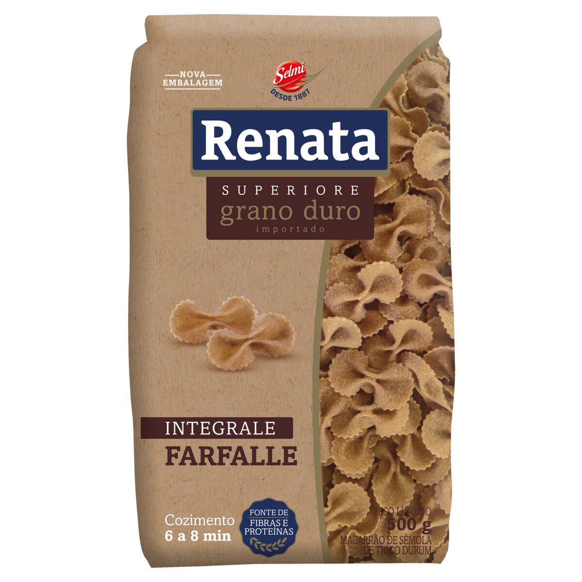 Macarrão De Sêmola De Trigo Grano Duro Integral Farfalle Renata