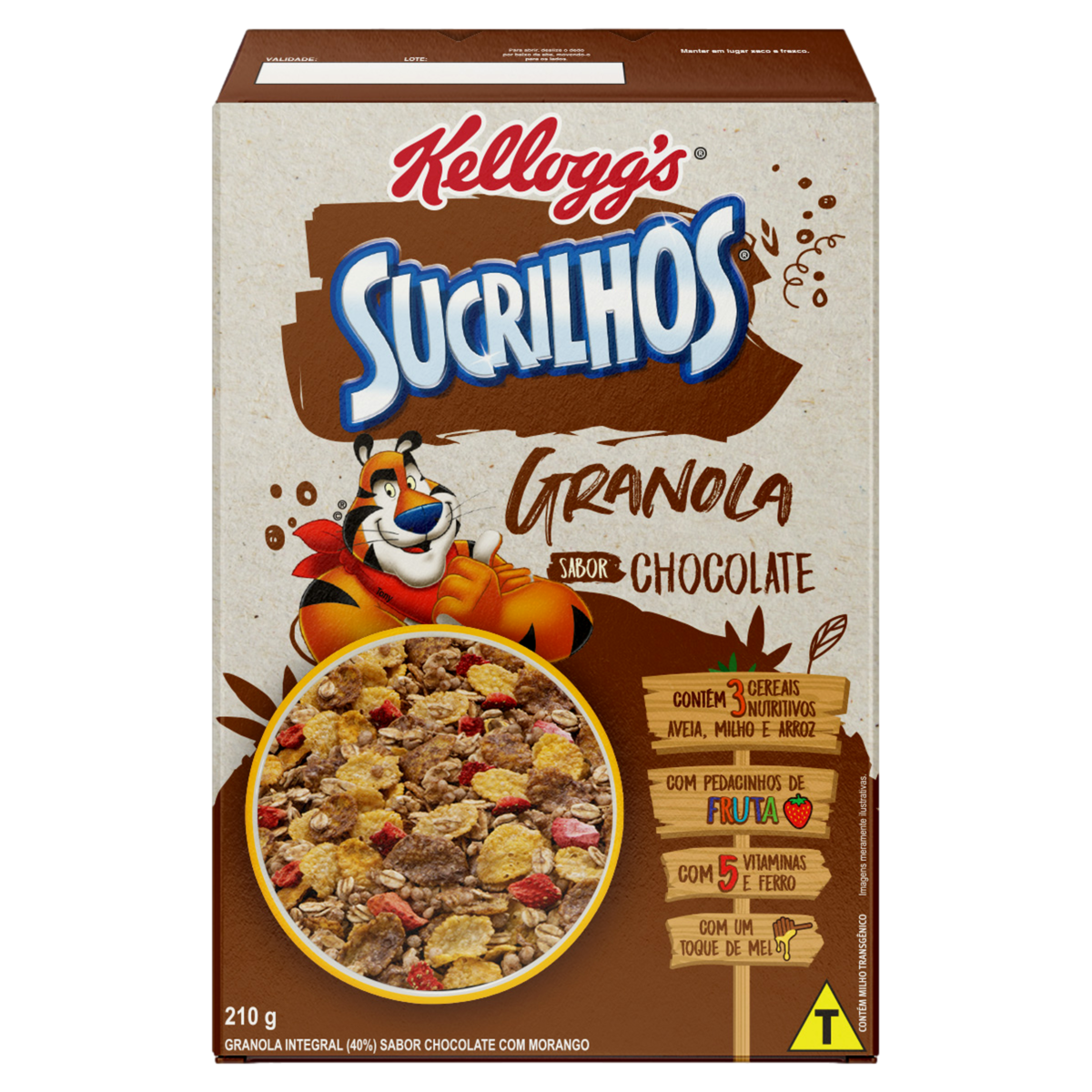 Granola Chocolate com Morango Kellogg's Sucrilhos Caixa 210g Pão de