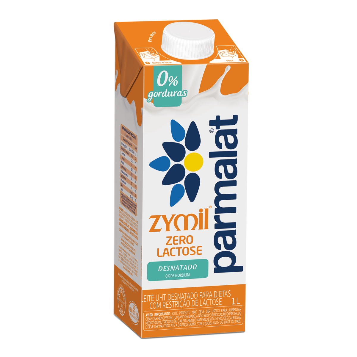 Leite UHT Desnatado Zero Lactose Zymil PARMALAT 1 Litro P o De A car