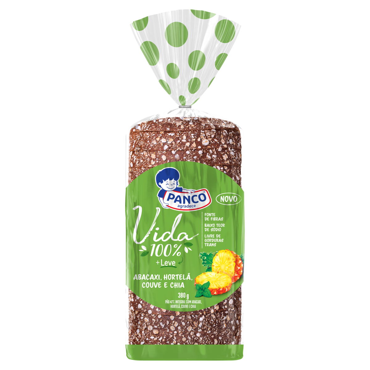 Pão 47 Integral Abacaxi, Hortelã, Couve e Chia Panco 380g Pão de Açúcar