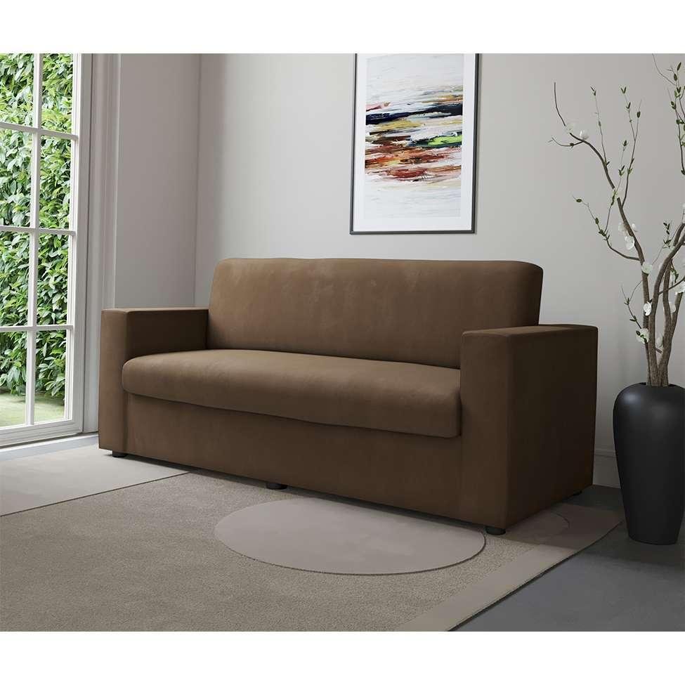 sofá 3 lugares retrátil zoy suede marrom