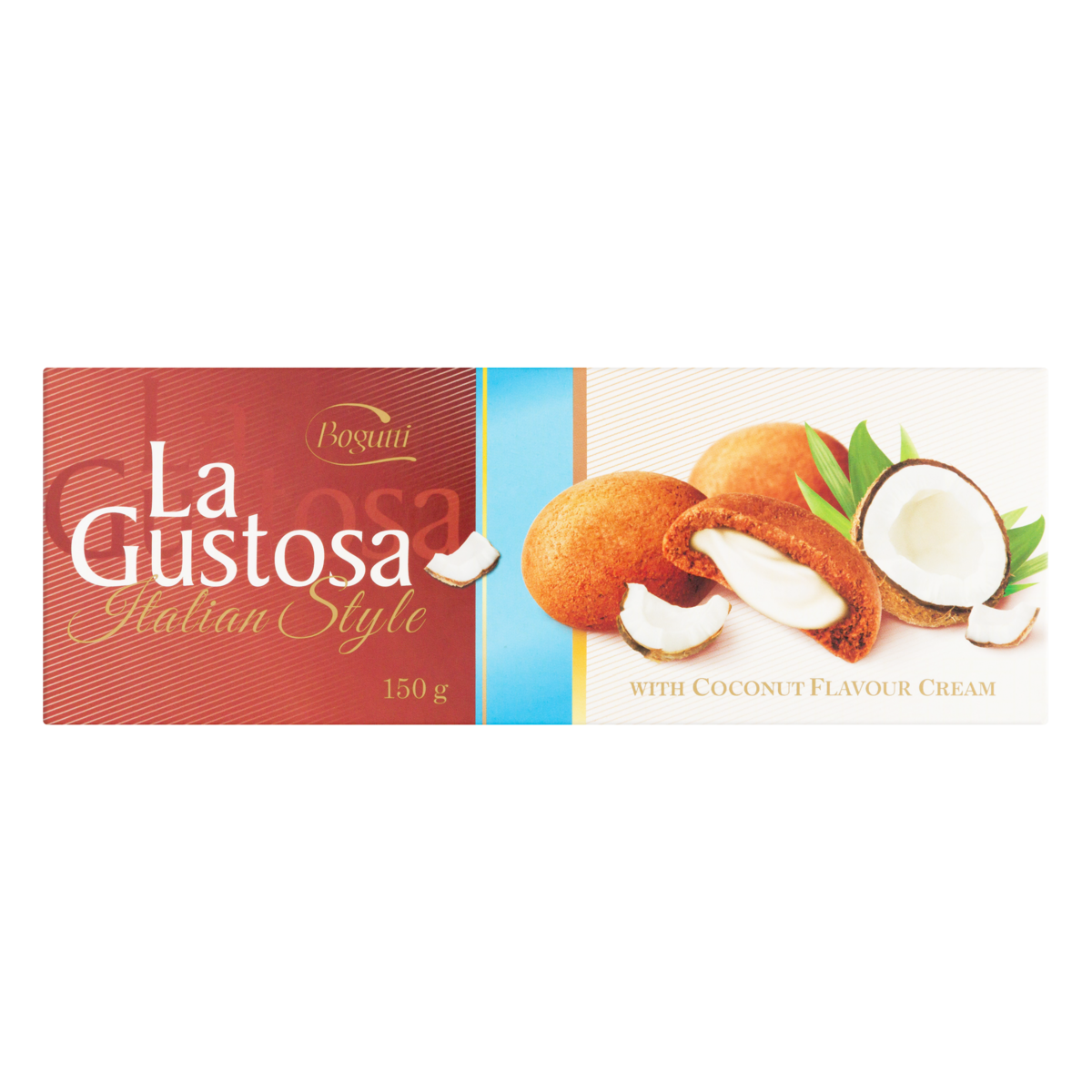 Biscoito Recheio Creme de Coco Bogutti La Gustosa Italian Style Caixa 150g