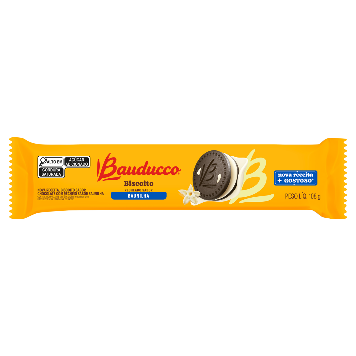 Biscoito Recheado Baunilha Bauducco 108g