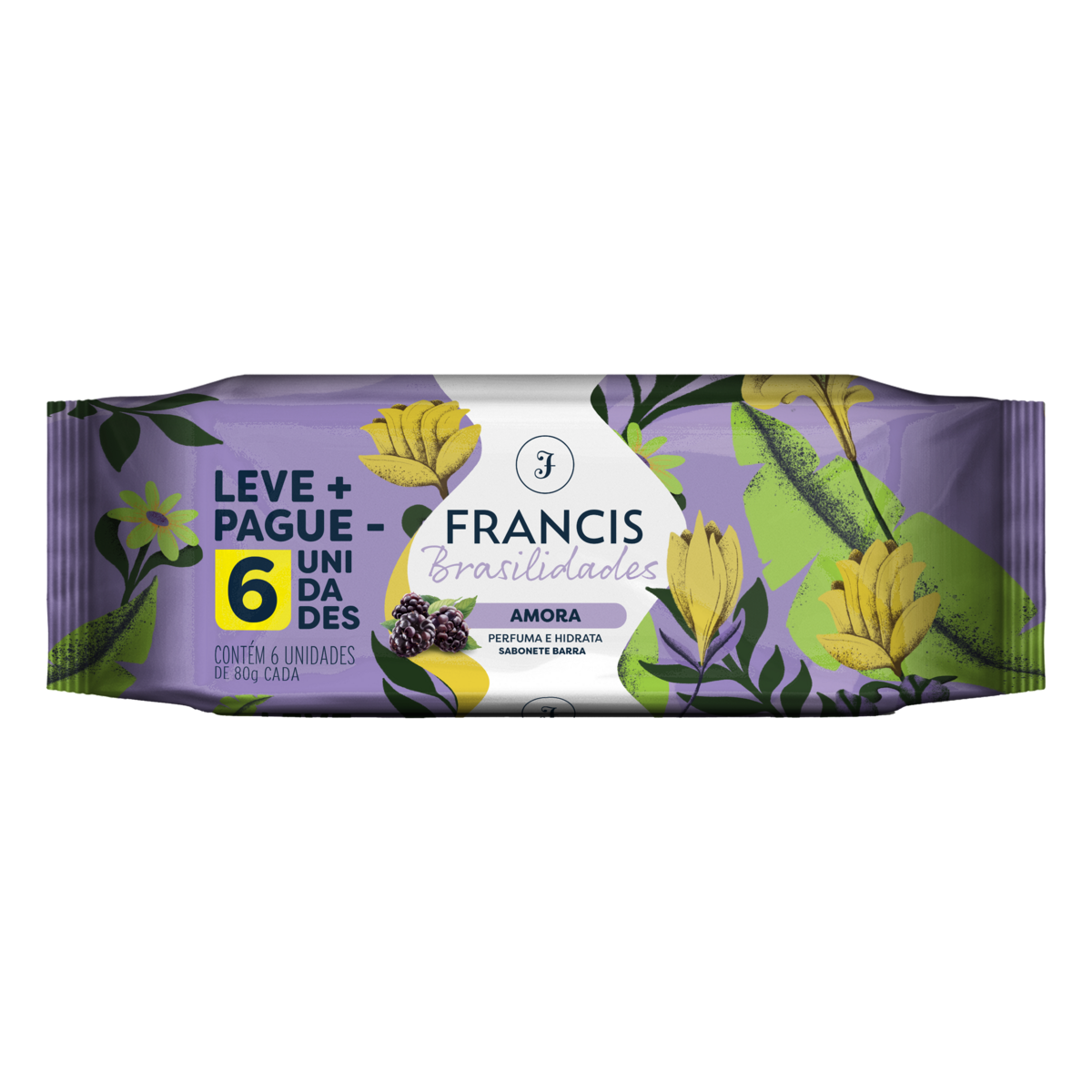 Pack Sabonete Barra Amora Francis Brasilidades Pacote 6 Unidades 80g Cada Leve Mais Pague Menos