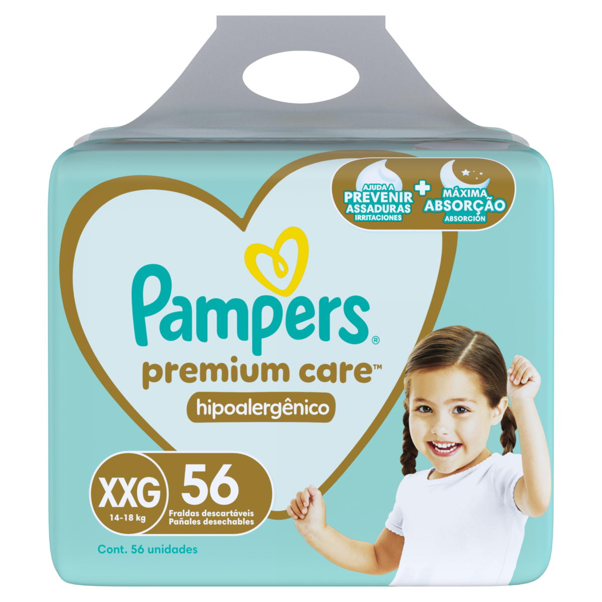 Fraldas PAMPERS Premium Care XXG 56 Unidades