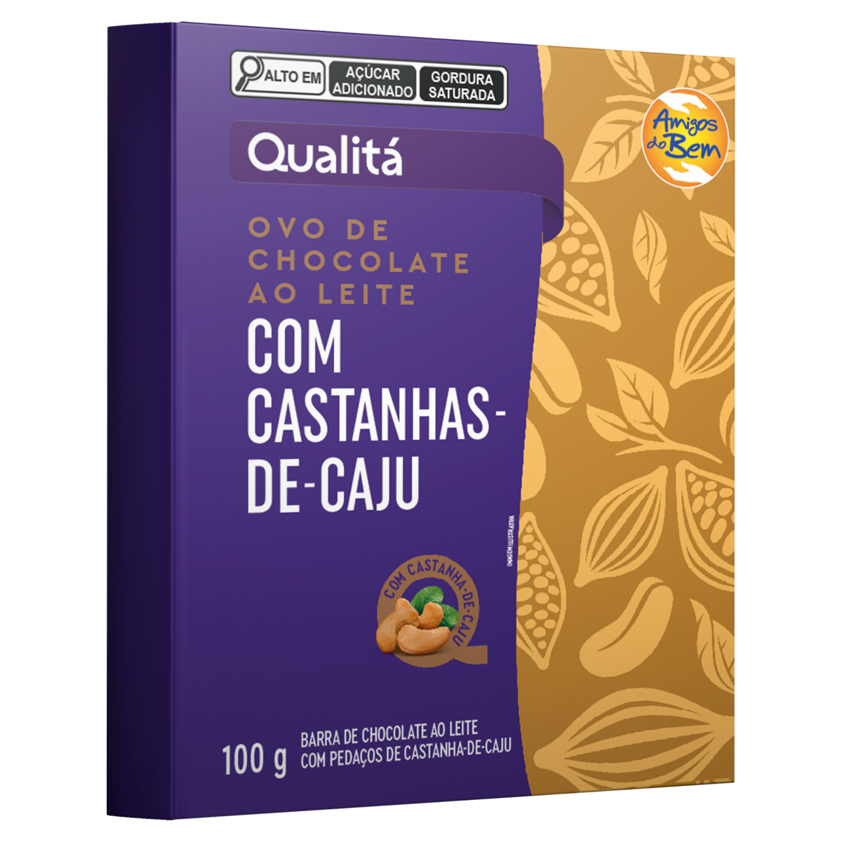 Ovo de Páscoa ao Leite com Castanha de Caju Qualitá Caixa 100g Pão de Açúcar