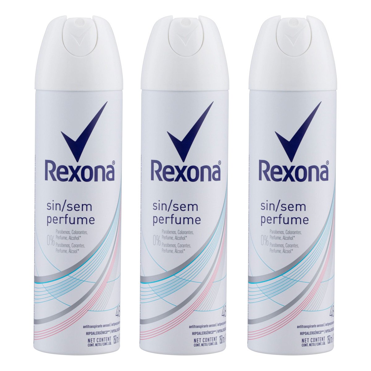 Kit 3 Desodorantes Antitranspirante Aerosol Feminino Rexona Cotton Dry 72  horas 250ml
