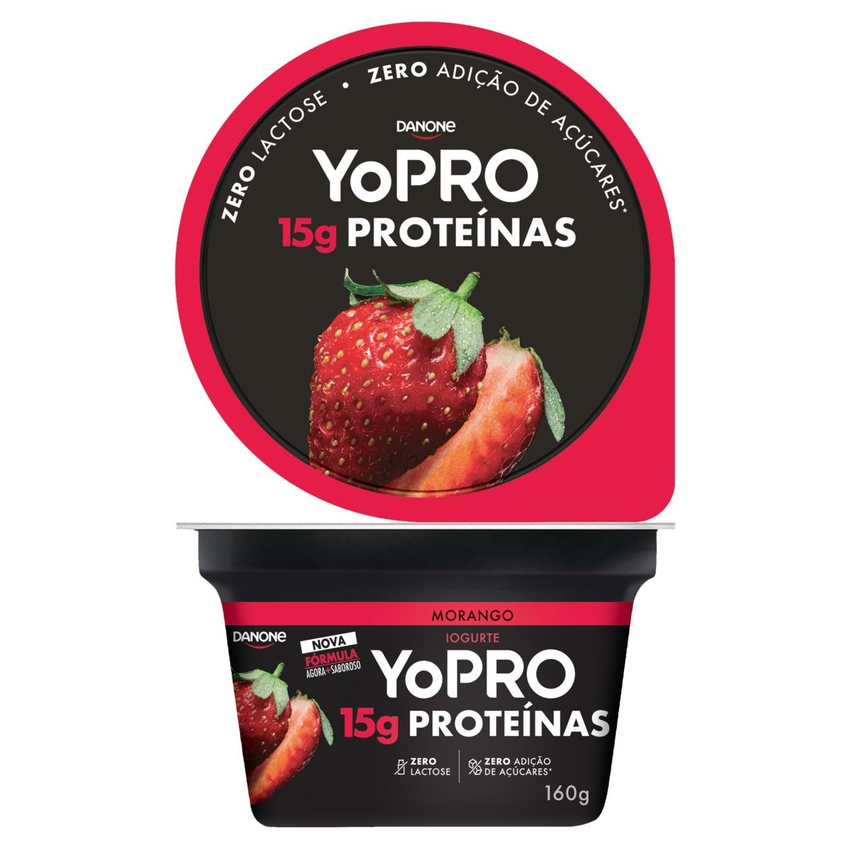 Iogurte Desnatado Morango Zero Lactose Yopro Pote 160g