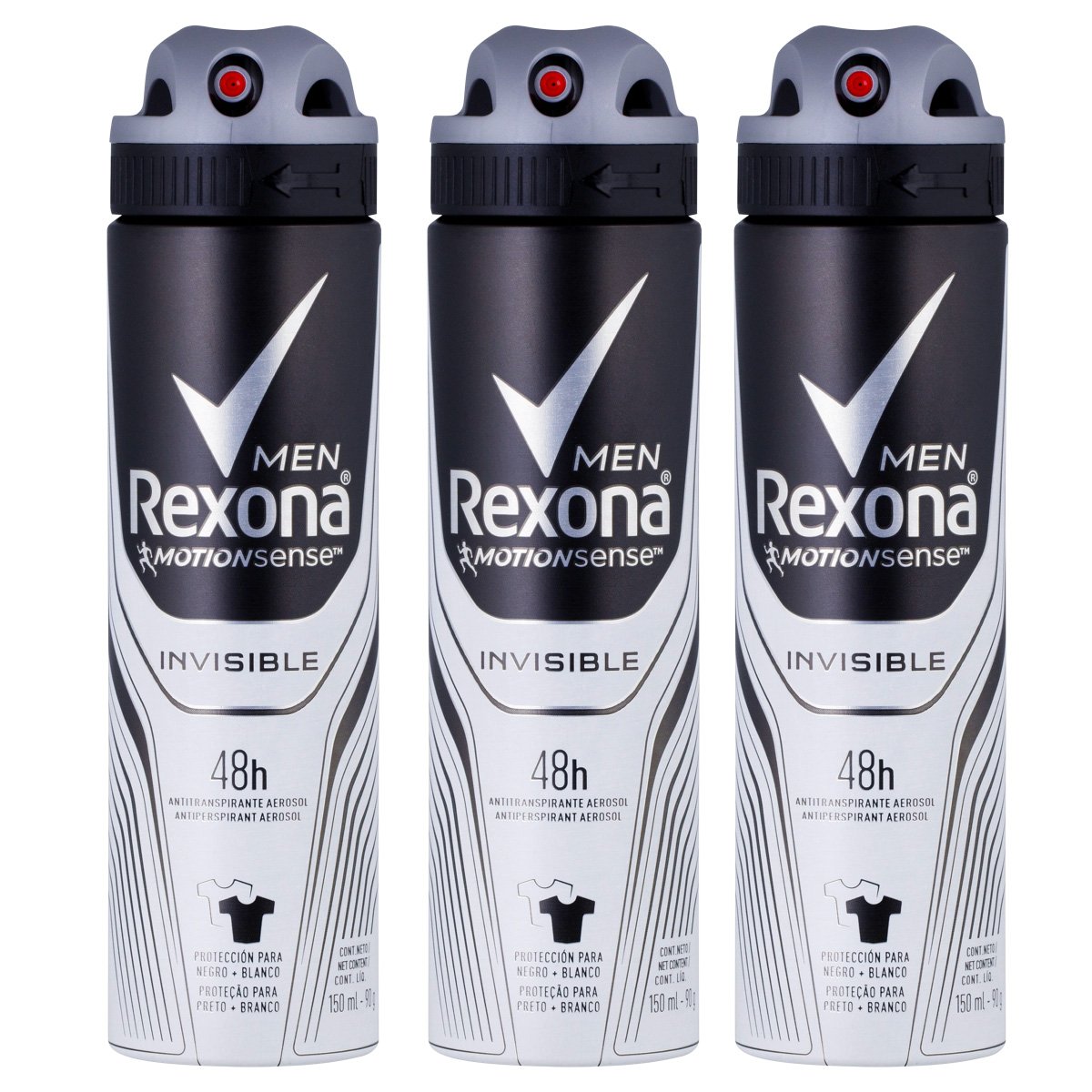 Desodorante Antitranspirante Aerosol Masculino Rexona Invisible 72 horas 2  Unidades 150ml