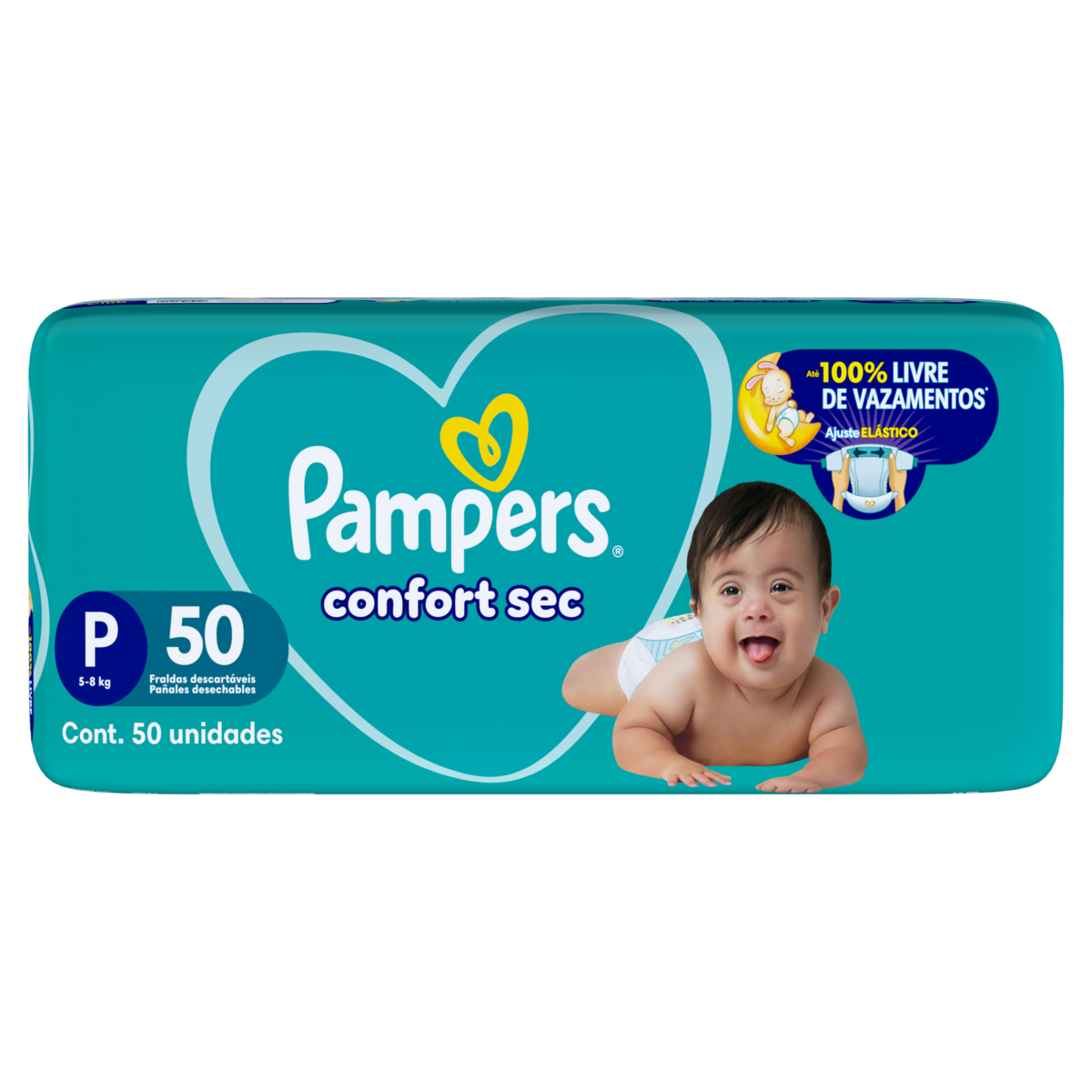 Fralda Pampers Confort Sec P 50 unidades