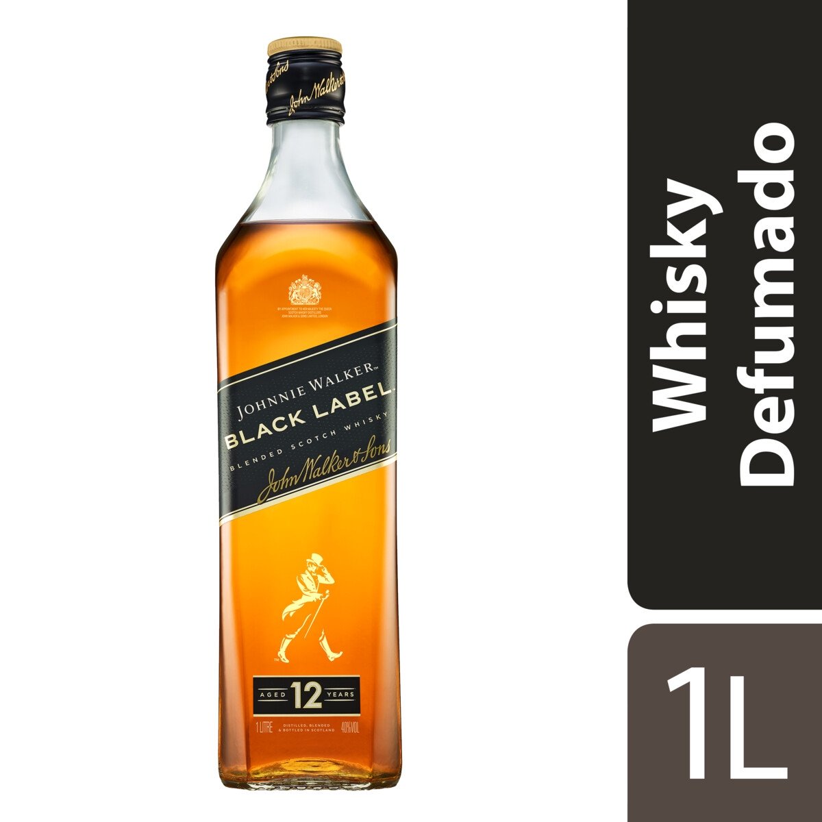 Whisky Escocês Blended Black Label Johnnie Walker Garrafa 1l