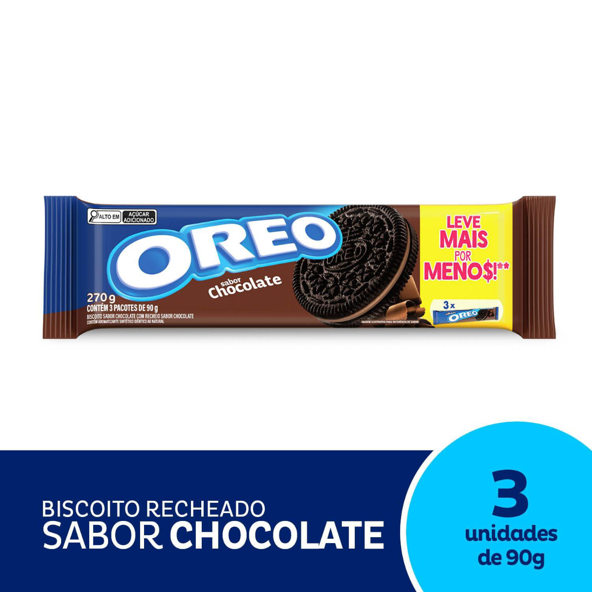 Oreo Bisc Biscoito Recheado Oreo Chocolate Embalagem Econômica Multipack 270g ...