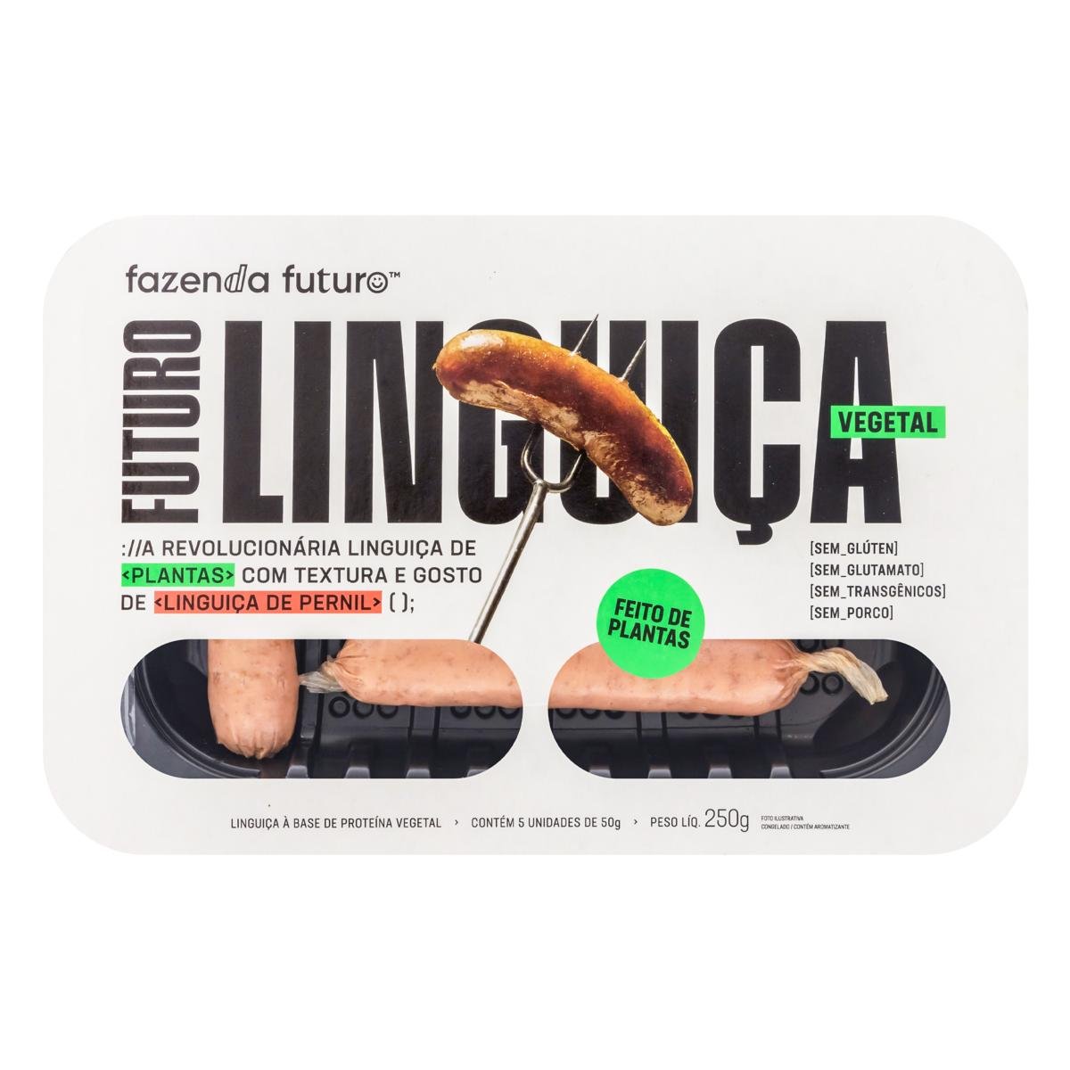 Linguiça Vegetal Congelada Pernil Fazenda Futuro Bandeja 250g 5 Unidades