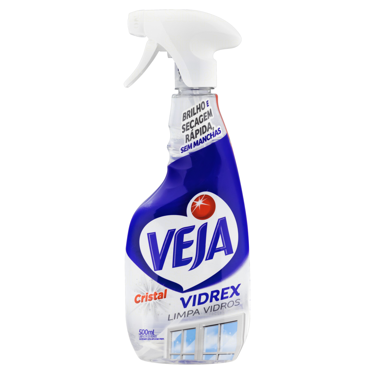 Limpa-Vidro Líquido Cristal Veja Vidrex Frasco 500ml Borrifador