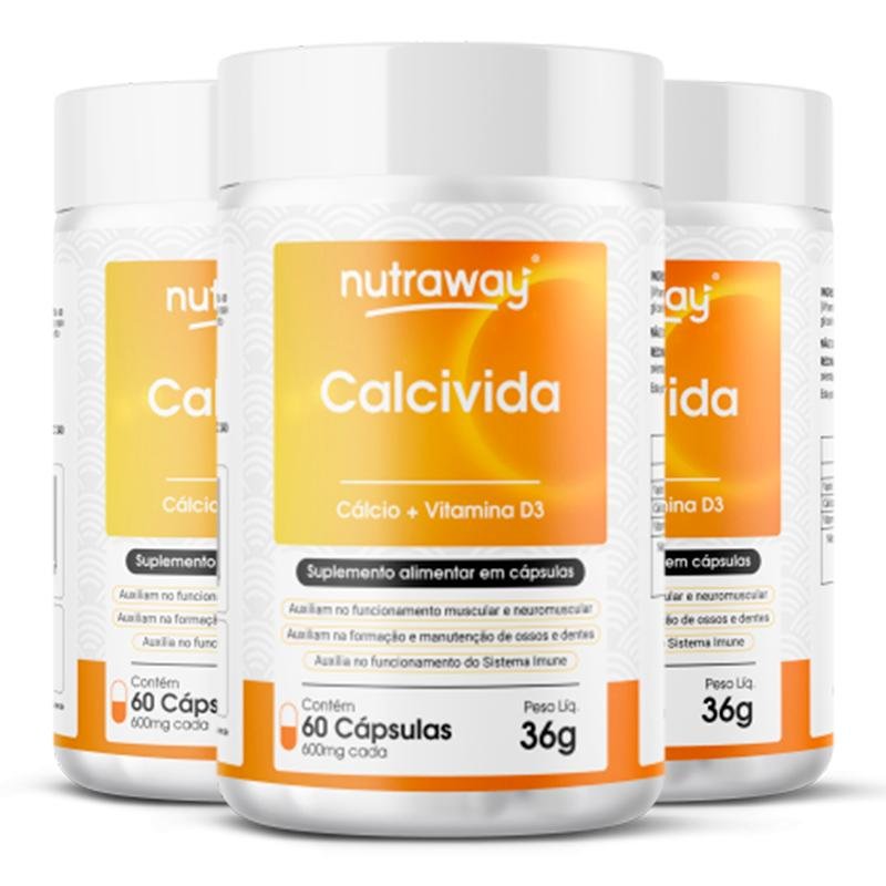 Kit 3 Calcivida Nutraway 600mg 60 Cápsulas Pão De Açúcar 2471