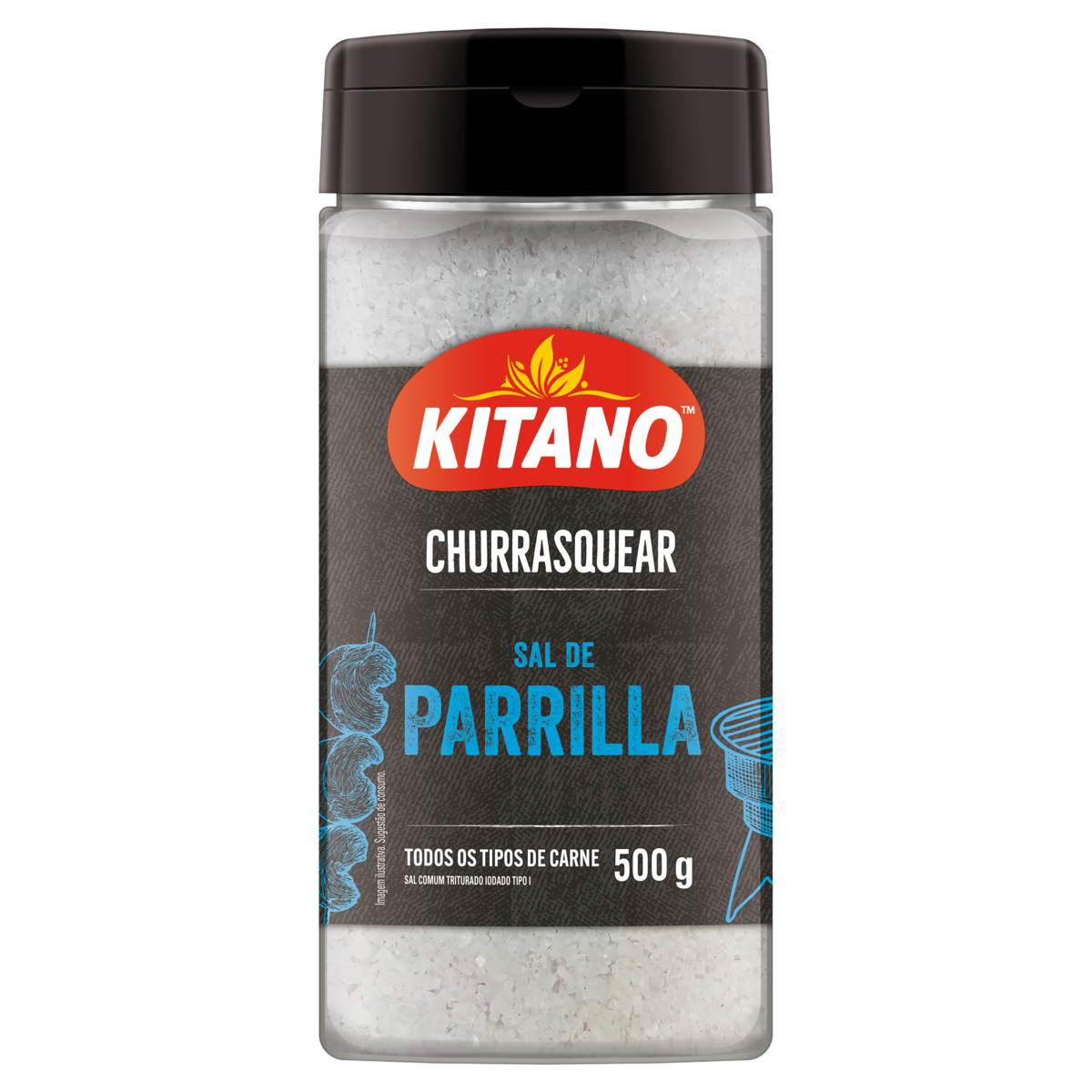 Sal de Parrilla Triturado Kitano Churrasquear Frasco 500g