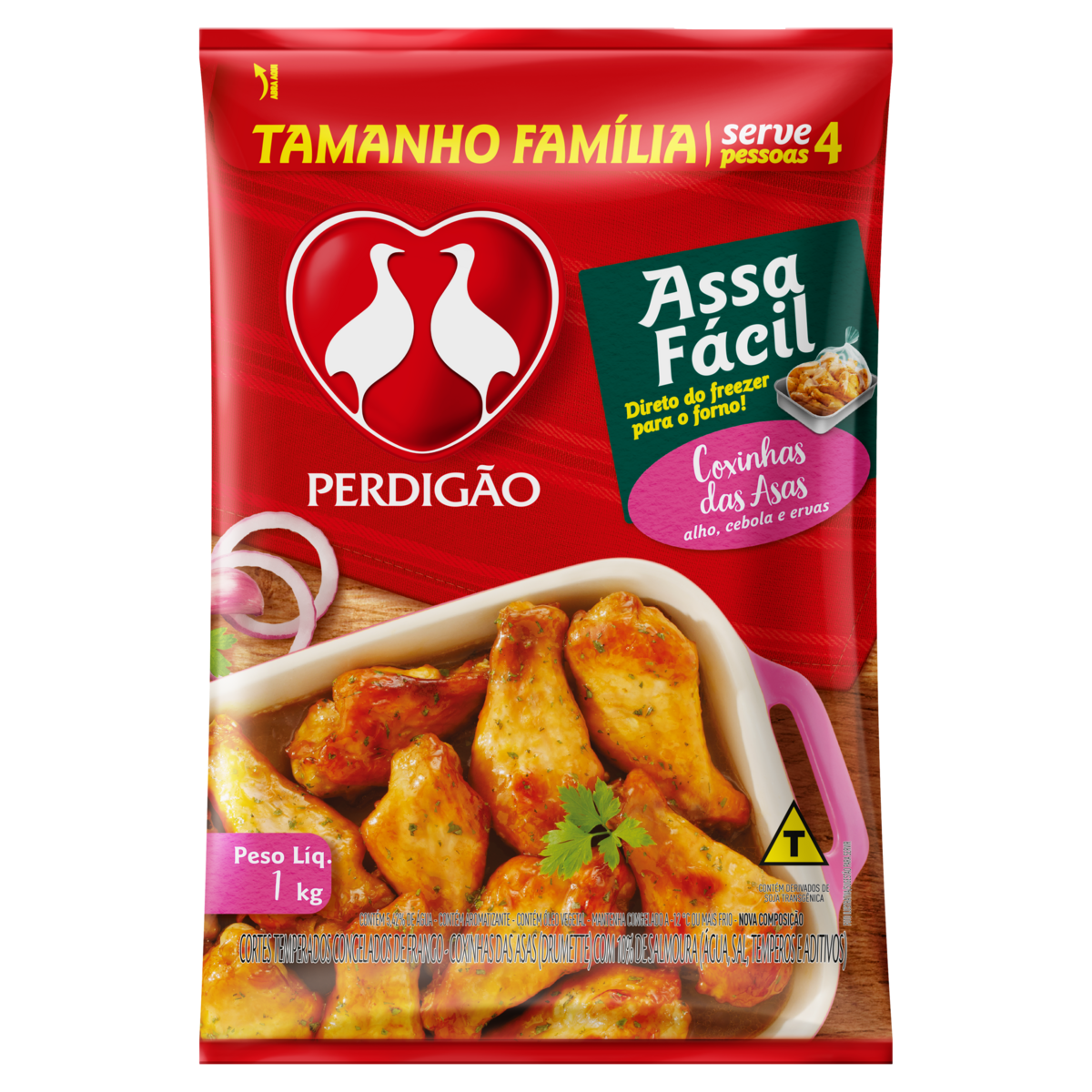Coxinha da Asa de Frango Congelada Temperada Perdigão Assa Fácil 1kg Tamanho Família