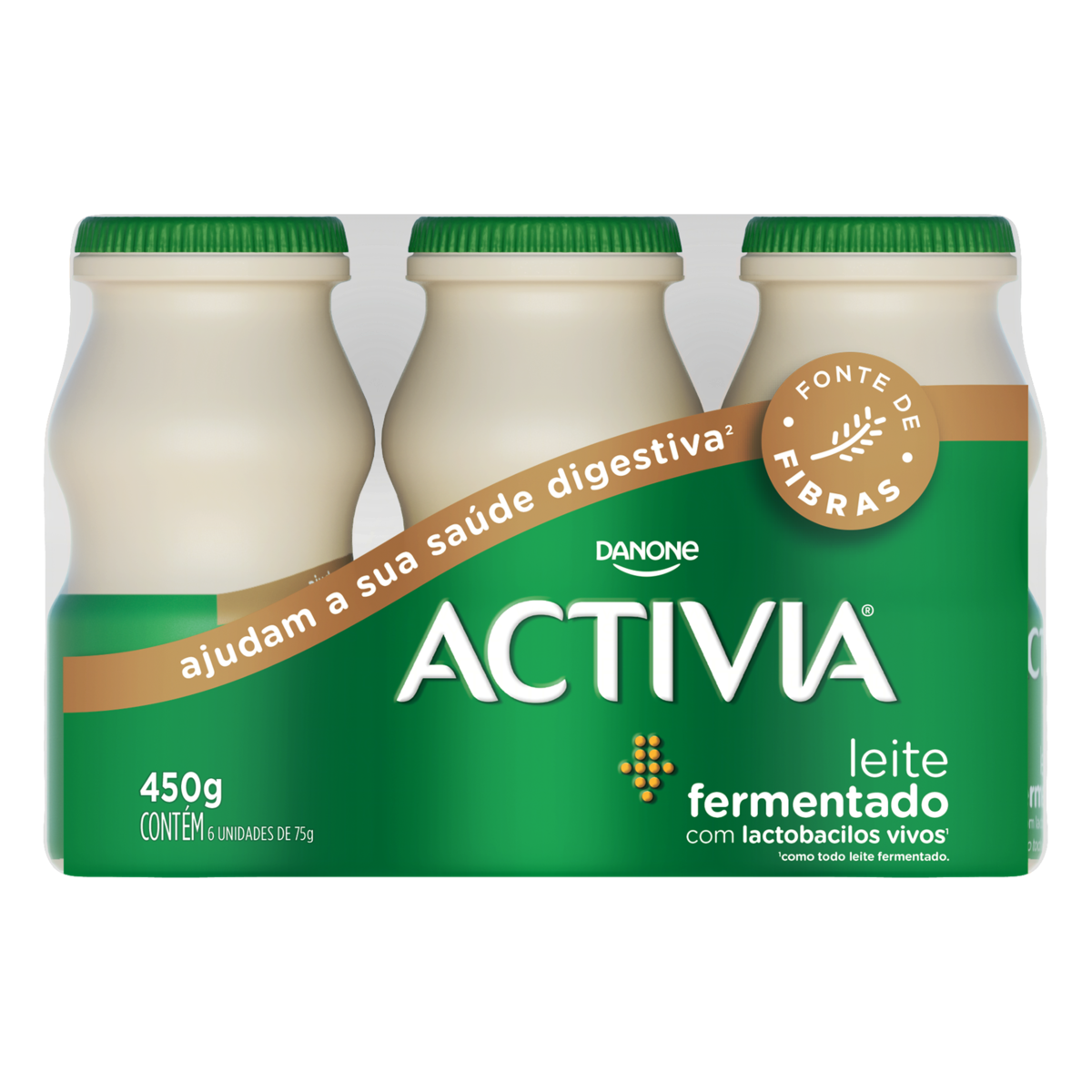 Pack Leite Fermentado Desnatado Baunilha Activia Frasco 450g 6 Unidades