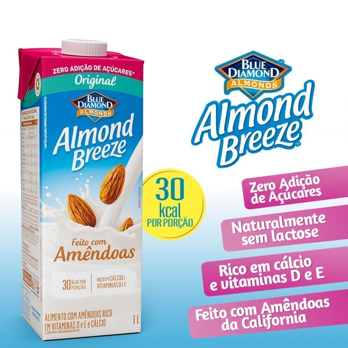 Bebida de Amêndoas Almond Breeze Original sem açúcar 1L Pão de Açúcar