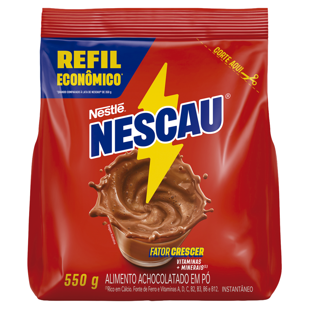 Achocolatado Pó Nescau Pacote 550g Refil Econômico