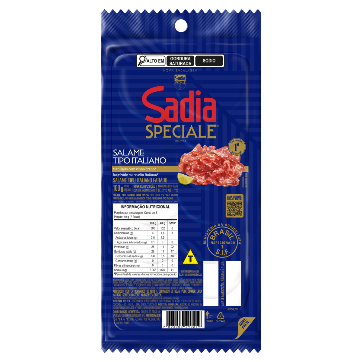 Salame Italiano Fatiado Sadia 100g